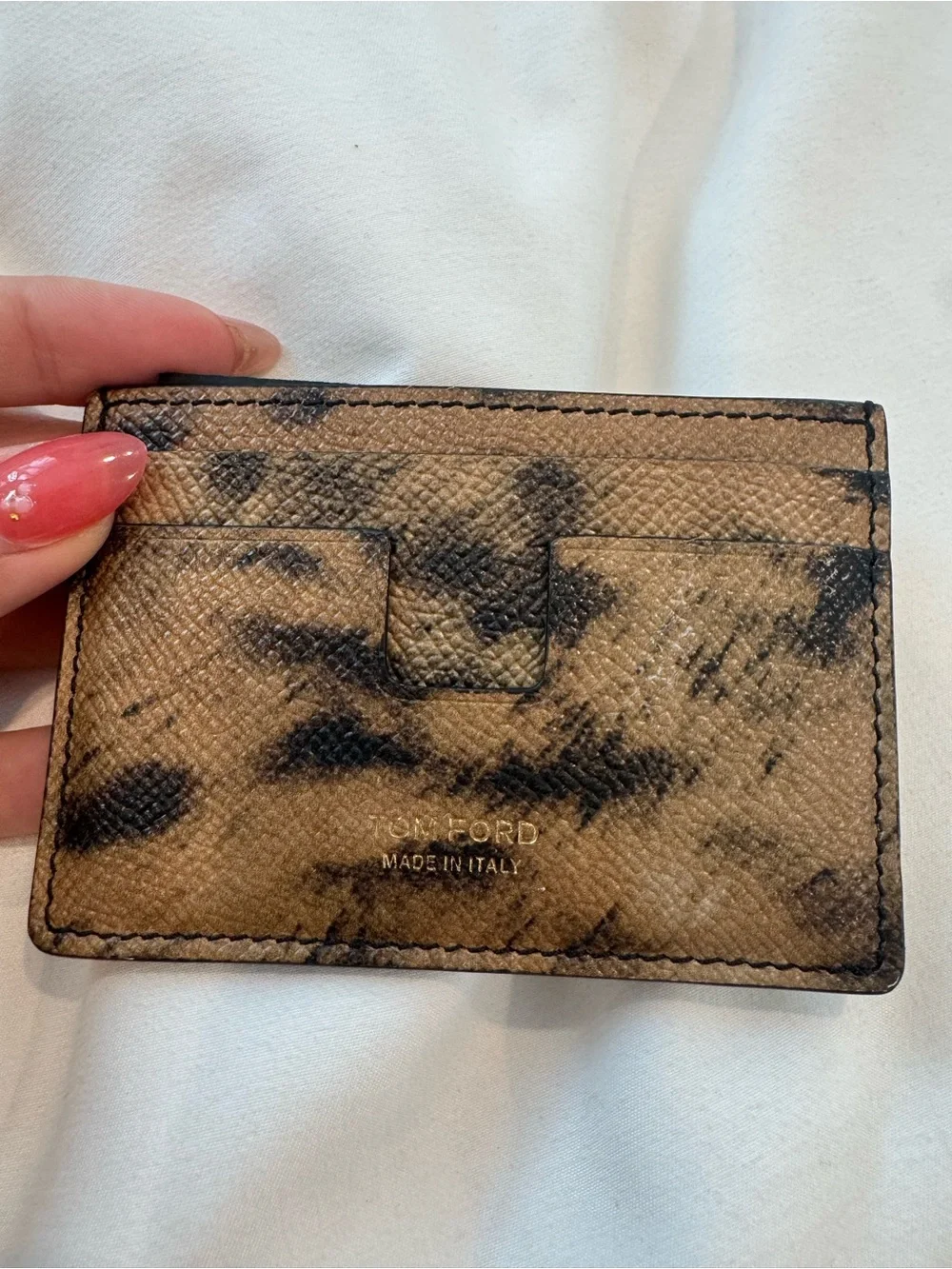 NWOT Tom Ford Leopard Print Full Grain Leather Card Holder